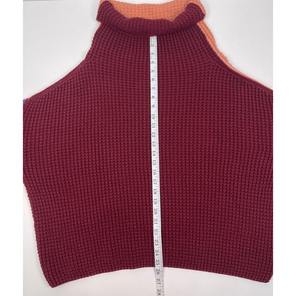 Free People Park City Color Block Knit Pullover Sweater Chunky Knit Size Large - Picture 8 of 10